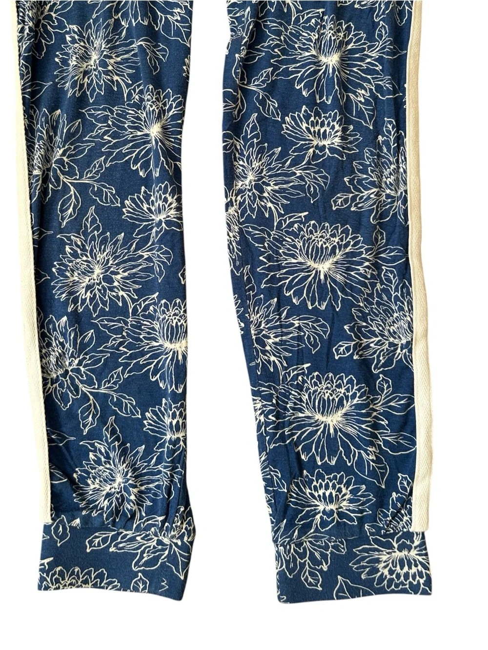 Tucker+Tate Blue White Floral PullOn Romper Scoop Neck Elastic Waist Pockets XL